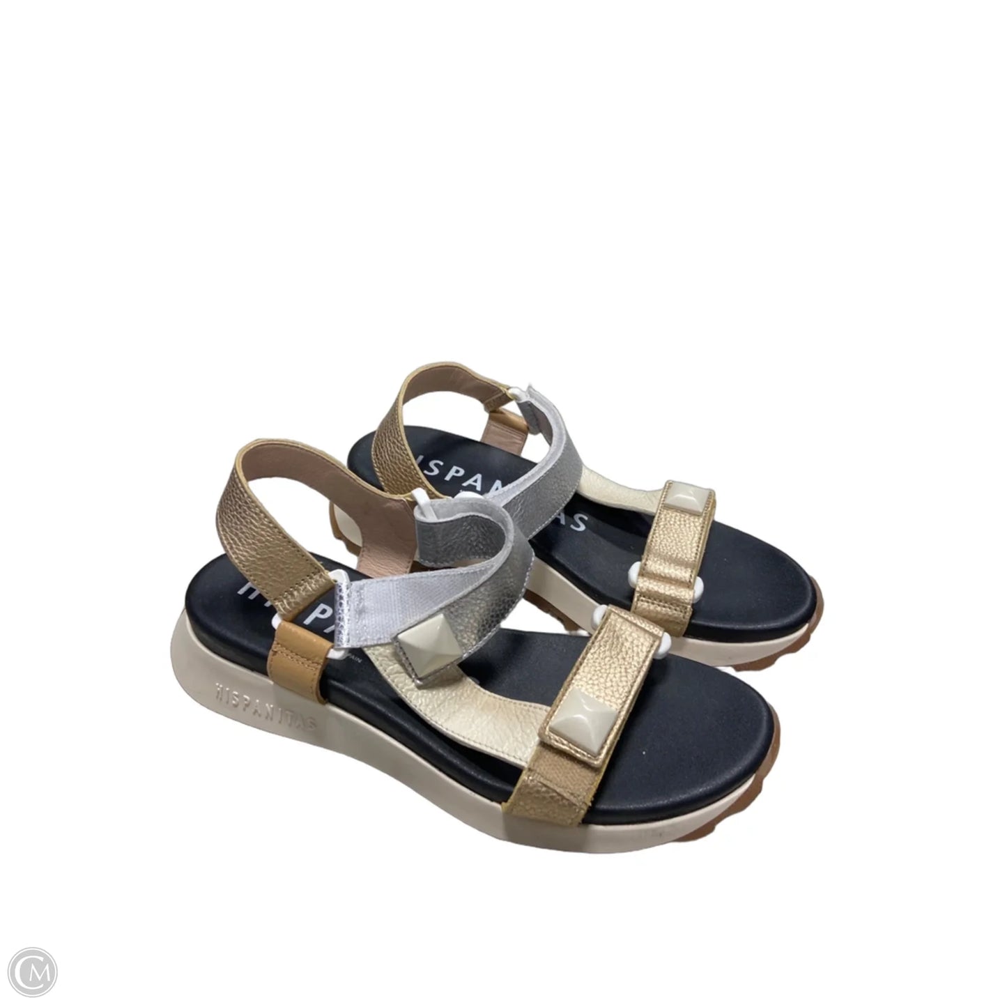 Sandals Flats By Cmb In Gold & Grey, Size: 8.5
