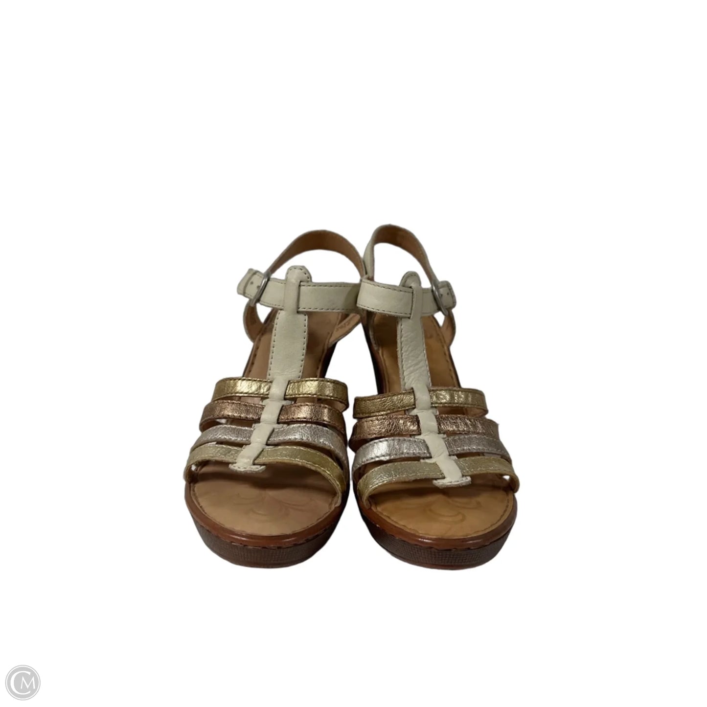 Sandals Heels Stiletto By Born In Gold & Silver, Size: 6