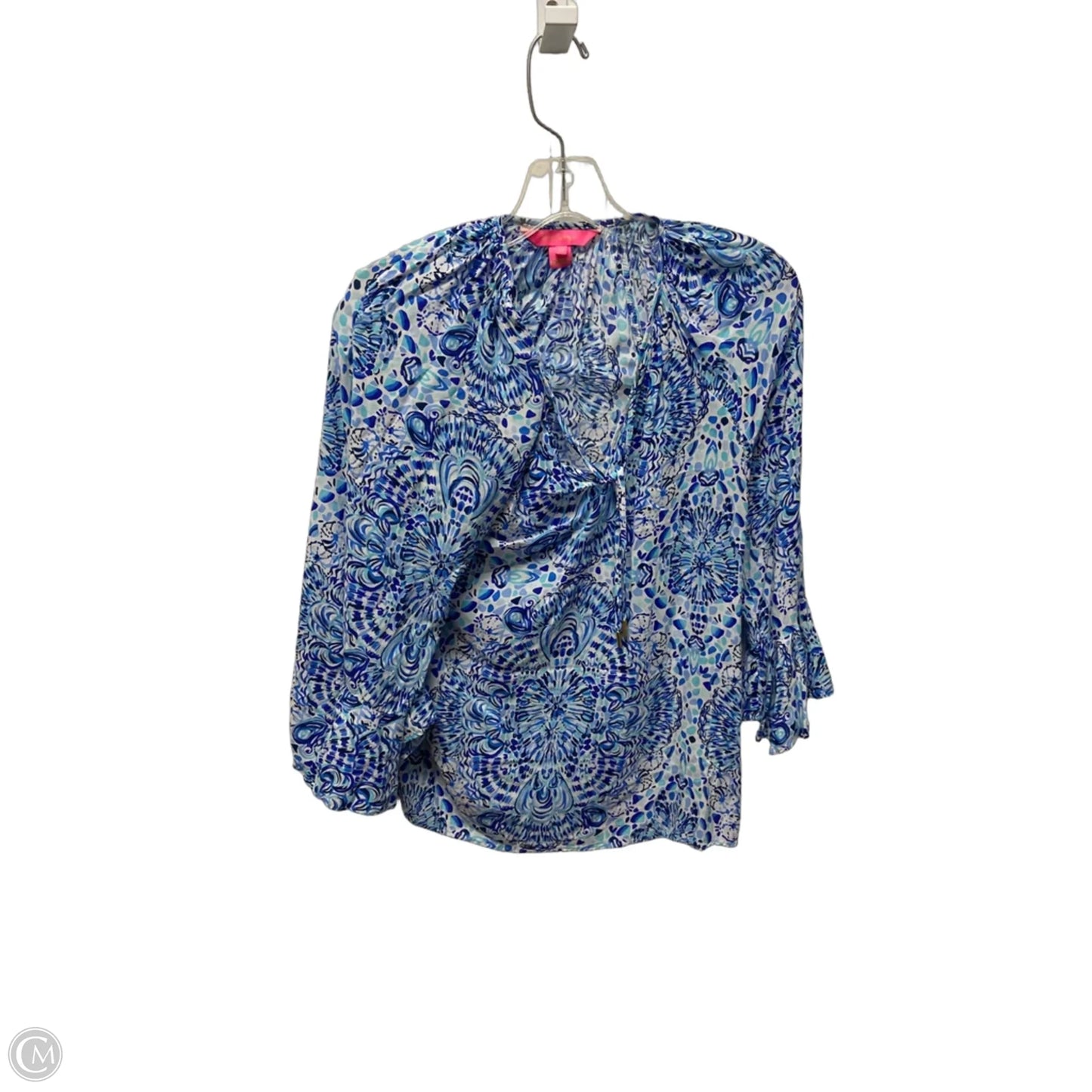 Top Long Sleeve Designer By Lilly Pulitzer In Blue & White, Size: Xs