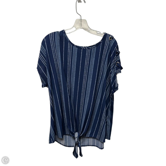 Top Short Sleeve By Cure In Blue & White, Size: 3x