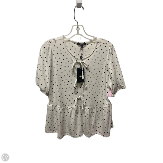 Top Short Sleeve By Adrianna Papell In Polkadot Pattern, Size: M