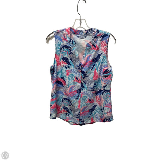 Athletic Tank Top By Reel Legends In Blue & Pink, Size: M