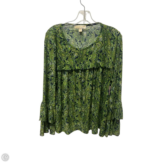 Top Long Sleeve By Michael By Michael Kors In Blue & Green, Size: Xl