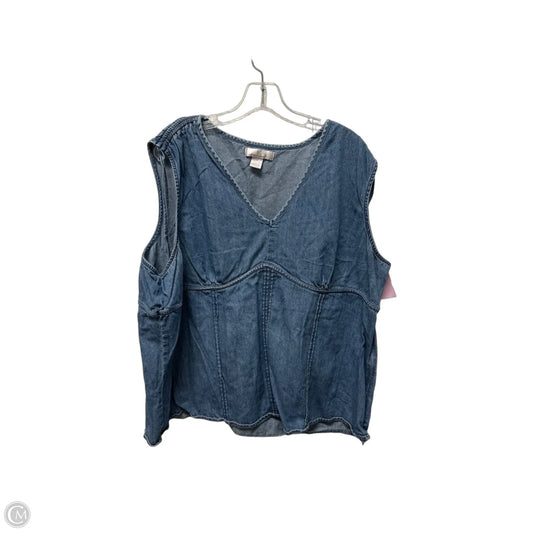 Top Sleeveless By Clothes Mentor In Blue Denim, Size: 3x