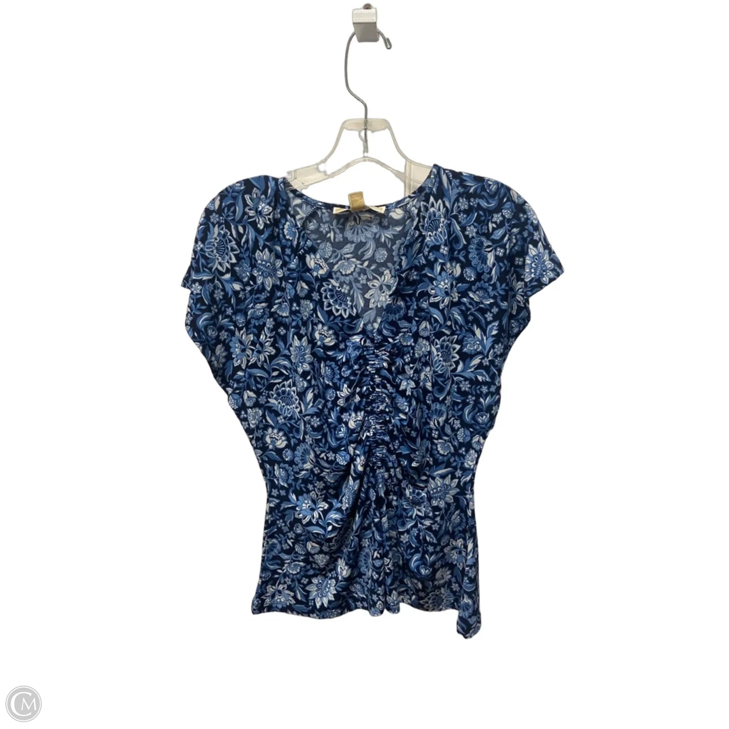 Top Short Sleeve By Michael By Michael Kors In Blue & White, Size: L