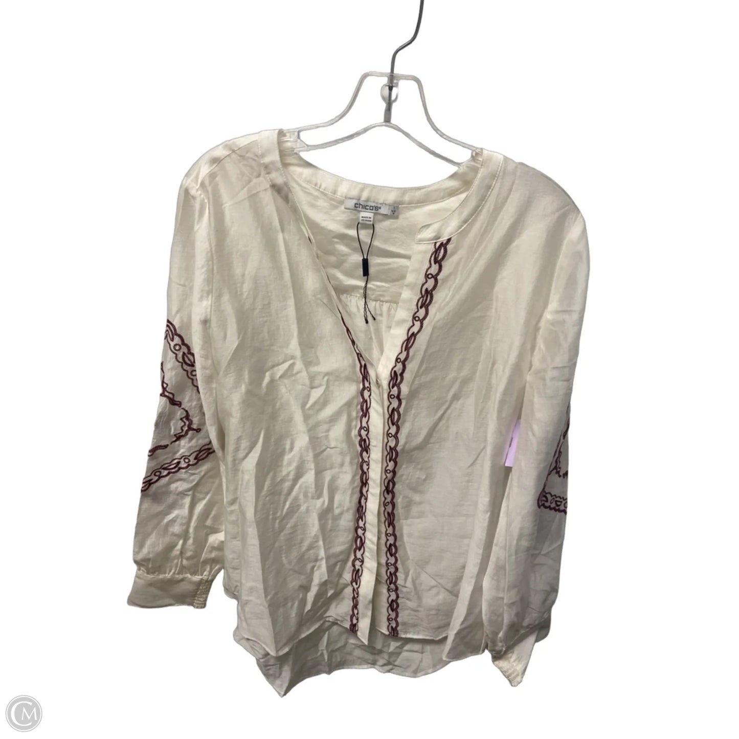 Top Long Sleeve By Chicos In Cream, Size: M