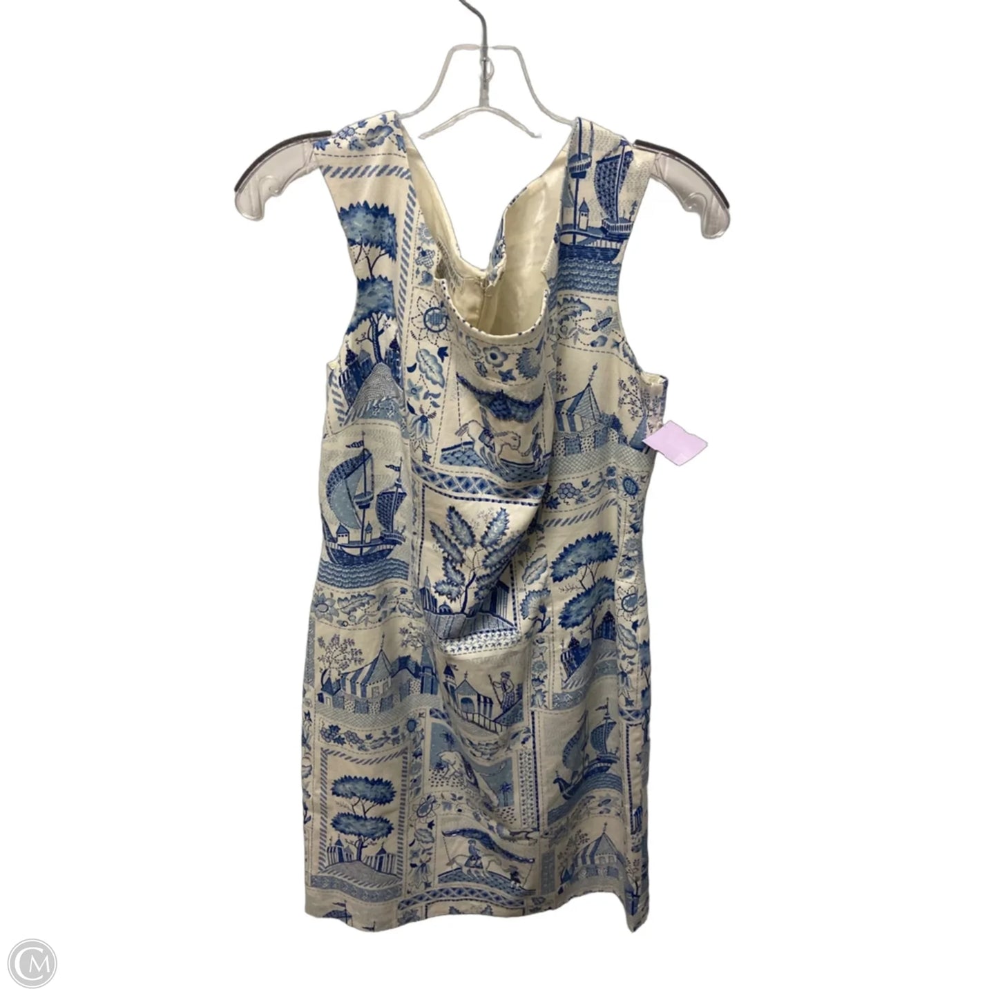 Dress Work By Maggy London In Blue & White, Size: L