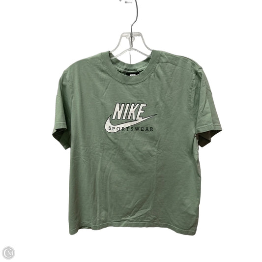 Athletic Top Short Sleeve By Nike In Green, Size: M