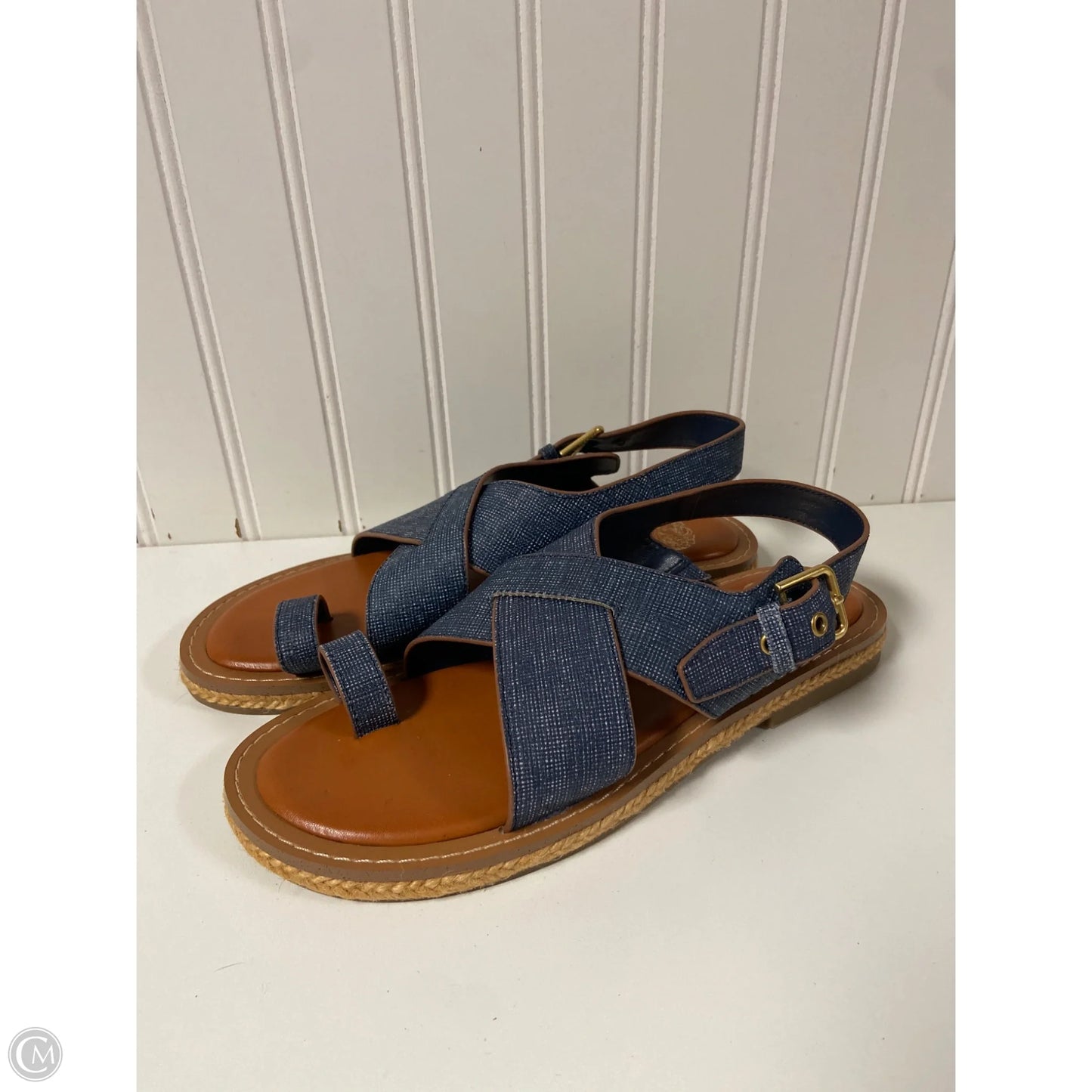 Sandals Flats By Vince Camuto In Blue Denim, Size: 6.5