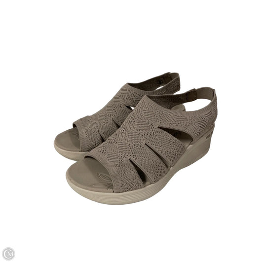 Sandals Heels Wedge By Skechers In Taupe, Size: 6