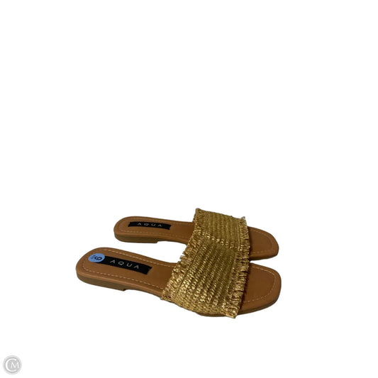 Sandals Flats By Aqua In Gold, Size: 6