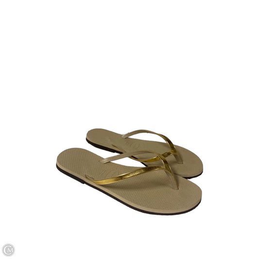 Sandals Flip Flops By Havaianas In Gold, Size: 9.5