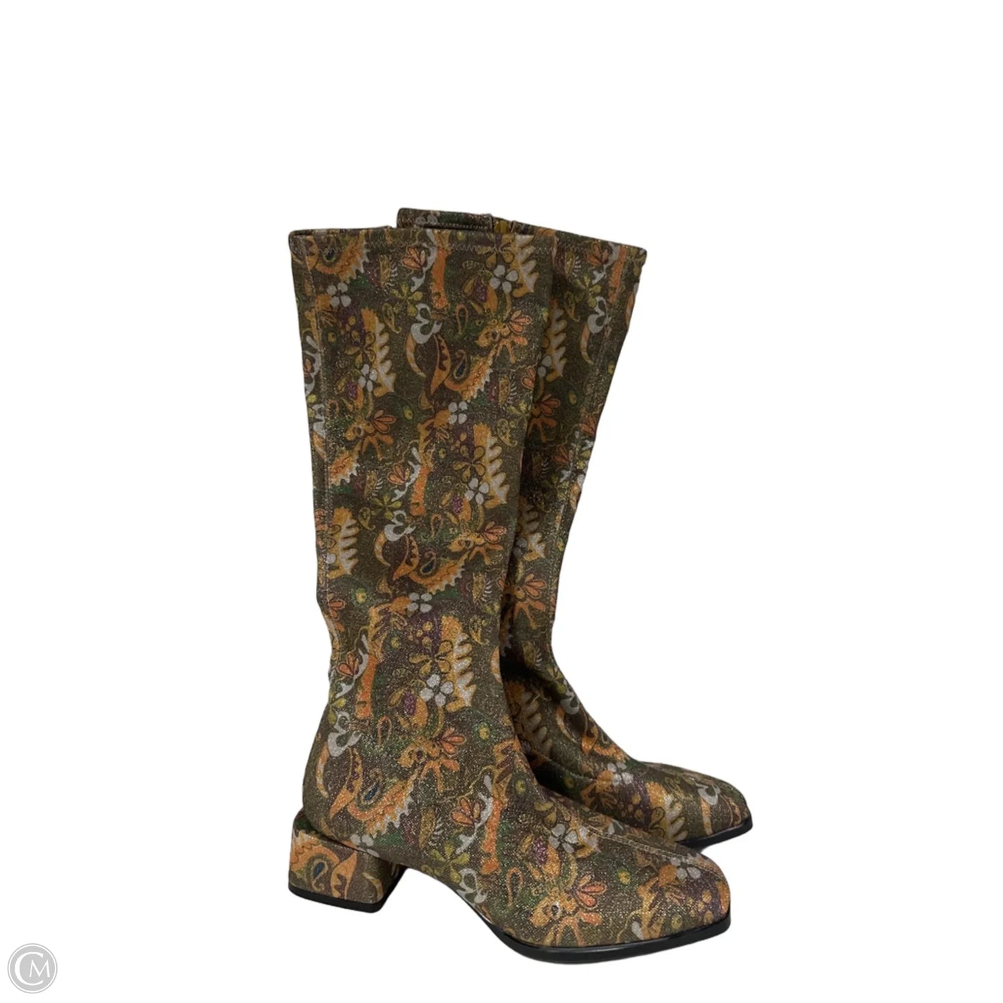Boots Mid-calf Flats By Chelsea And Violet In Green & Orange, Size: 5.5