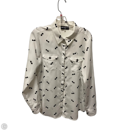 Top Long Sleeve Designer By Karl Lagerfeld In Black & White, Size: M
