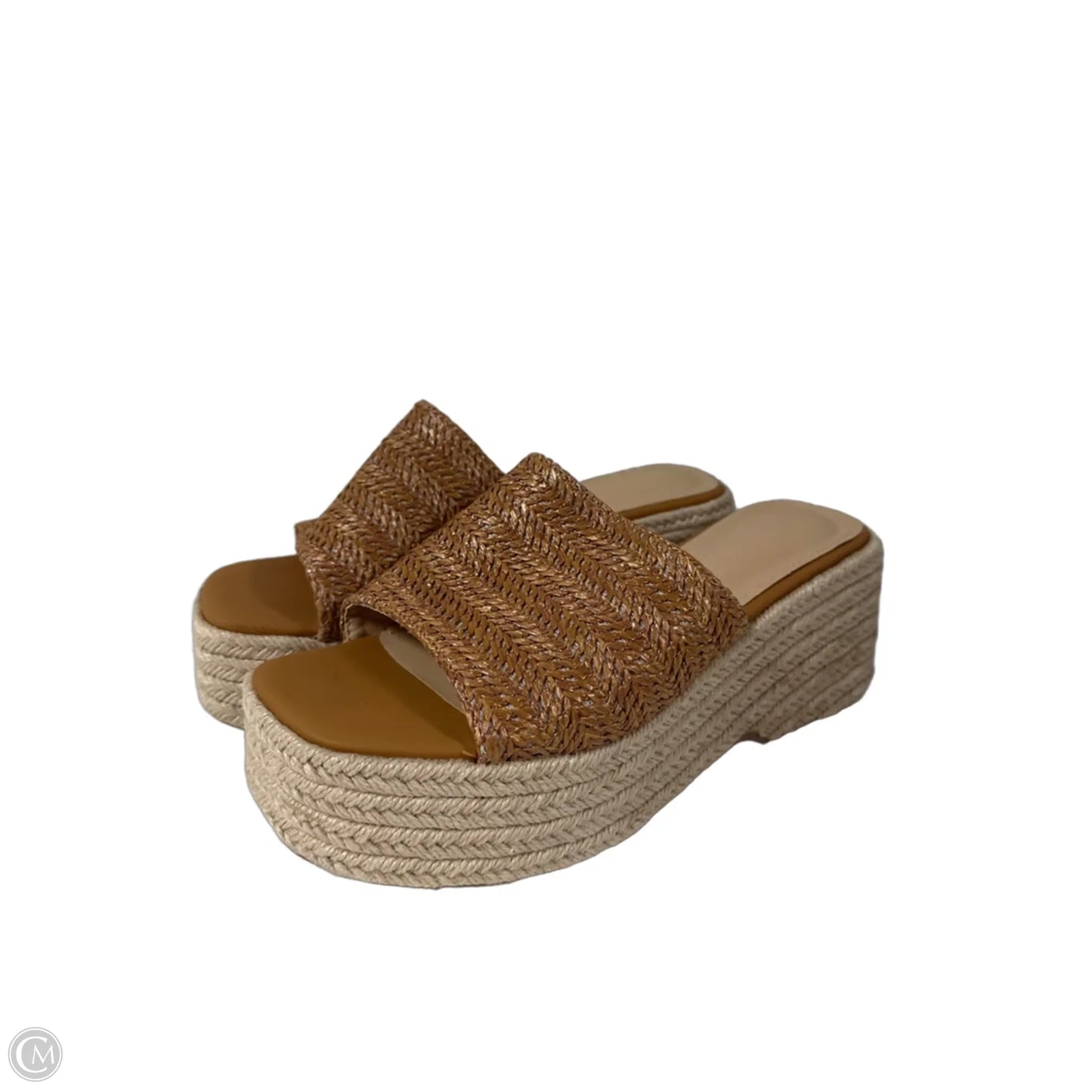 Sandals Heels Wedge By Clothes Mentor In Tan, Size: 7.5