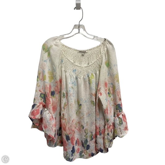 Top Long Sleeve By Zac And Rachel In Floral Print, Size: 1x