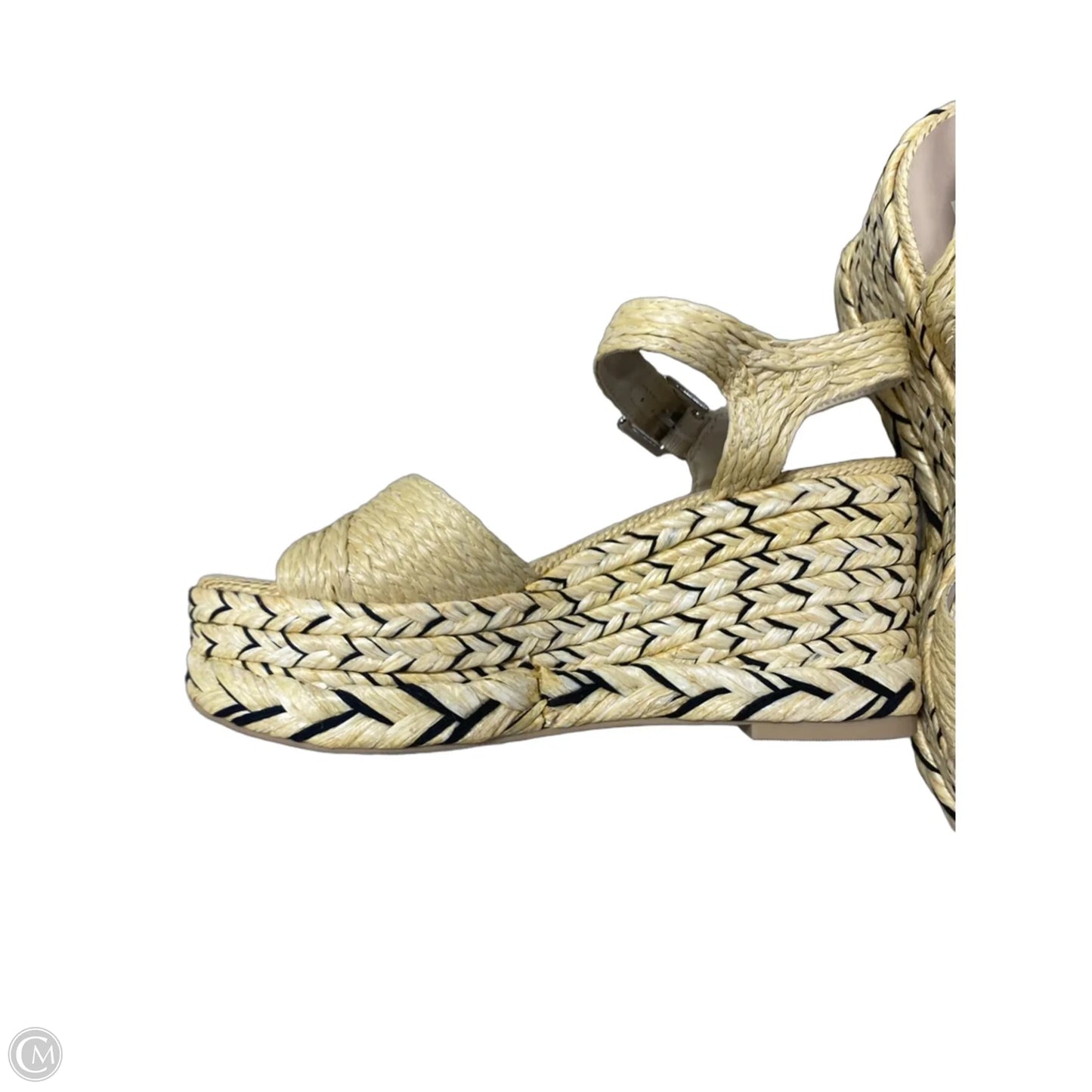 Sandals Heels Wedge By Dolce Vita In Black & Cream, Size: 7.5
