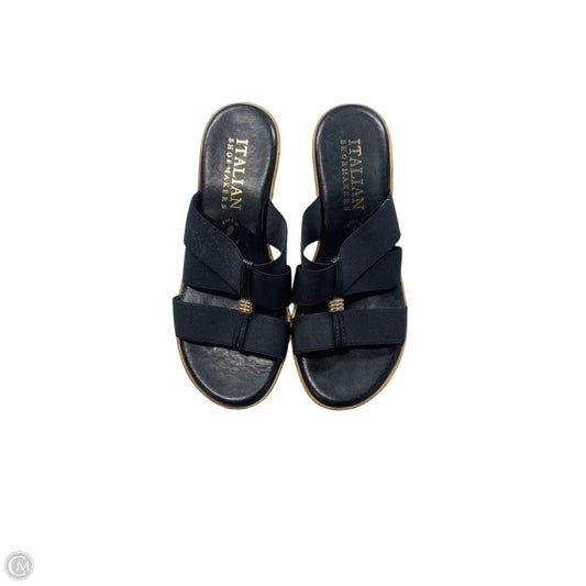 Sandals Heels Wedge By Italian Shoemakers In Black, Size: 8