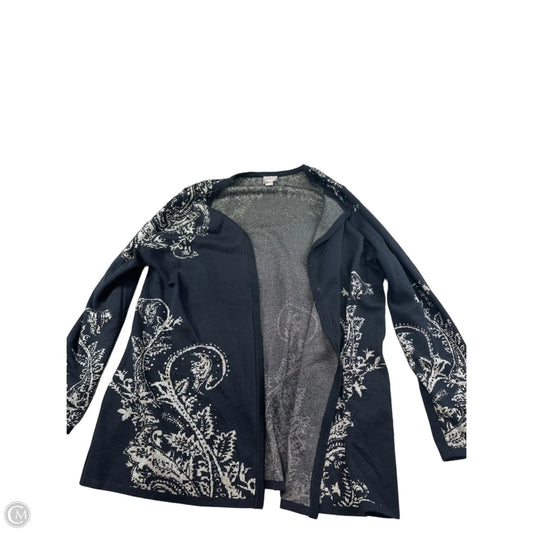 Sweater Cardigan By Chicos In Black & Gold, Size: Xl