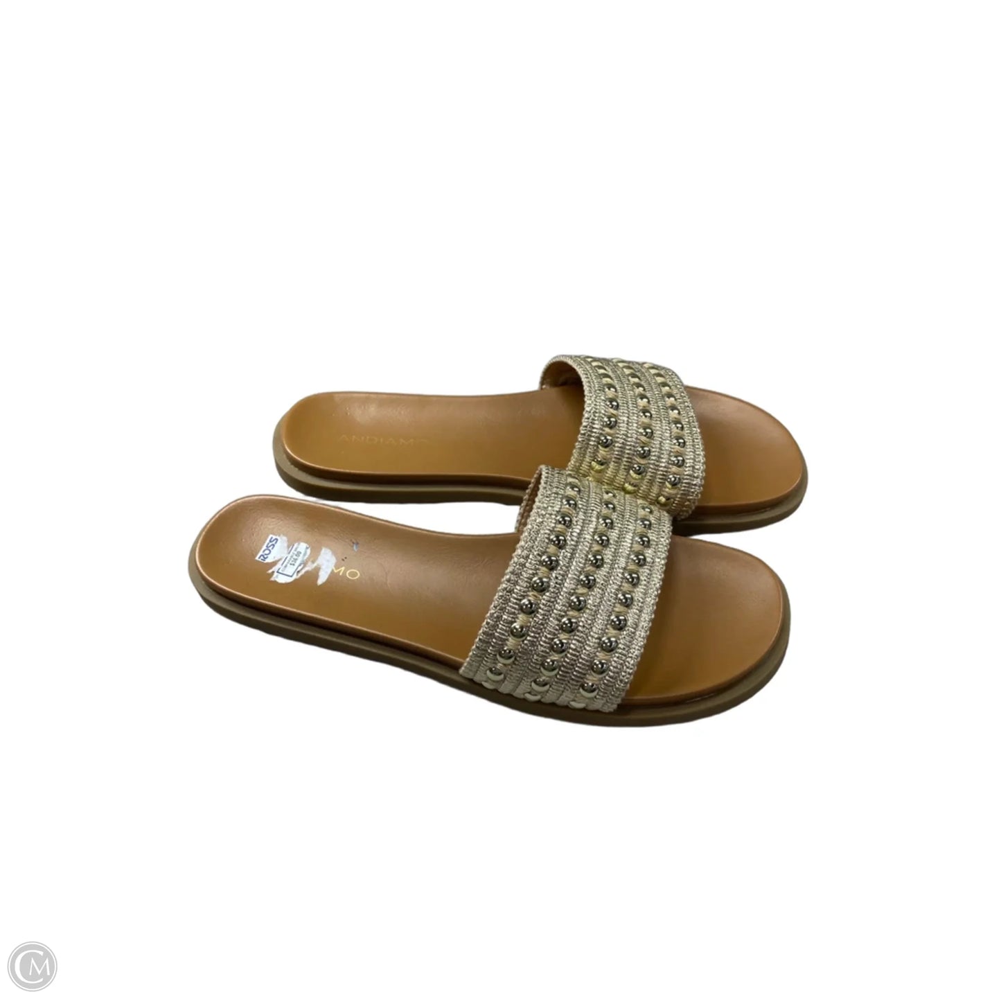 Sandals Flats By Andiamo In Gold, Size: 11