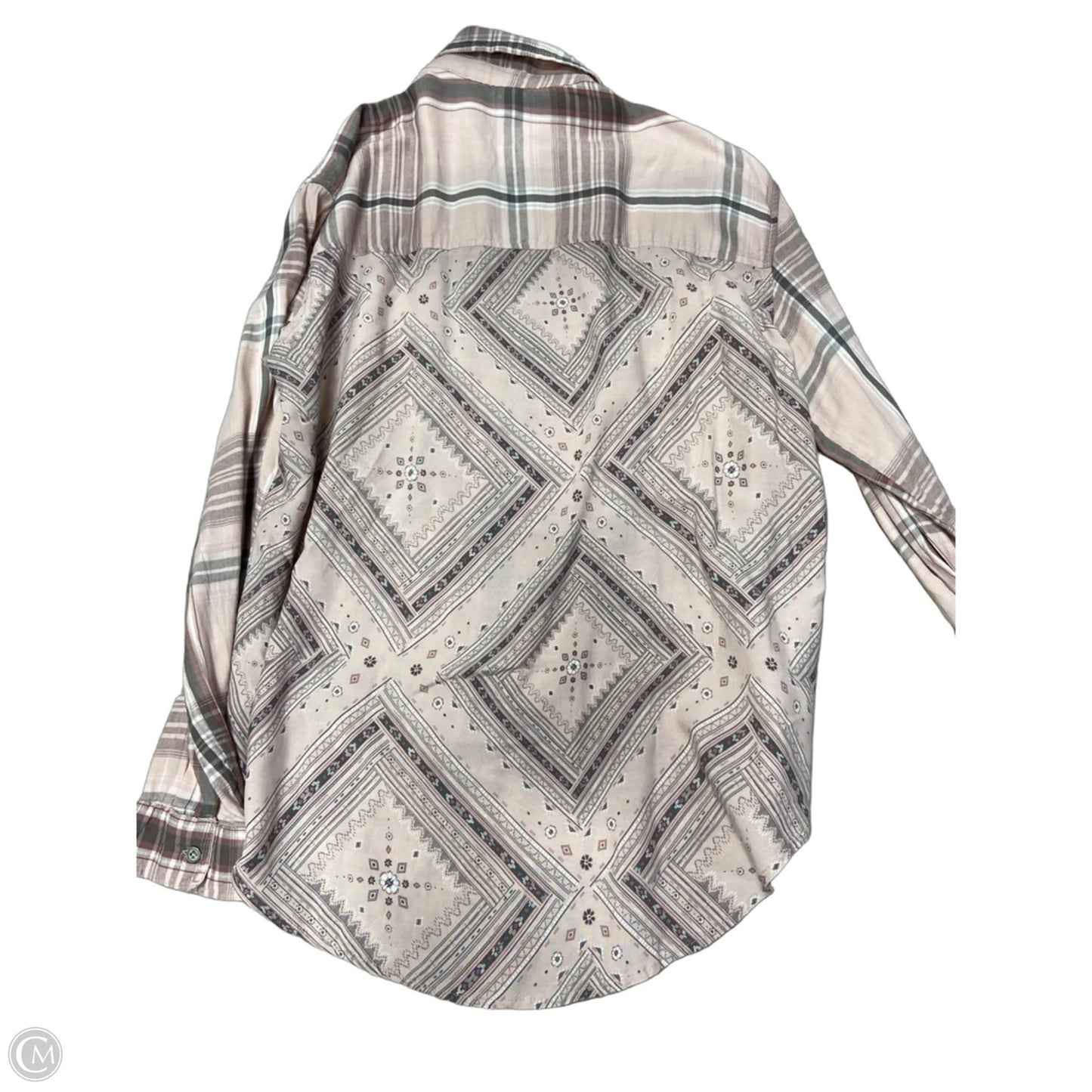 Top Long Sleeve By Mudd In Plaid Pattern, Size: L