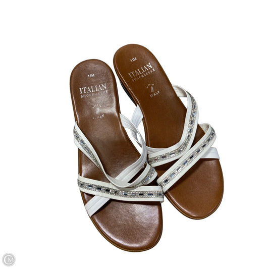 Sandals Heels Wedge By Italian Shoemakers In White, Size: 11