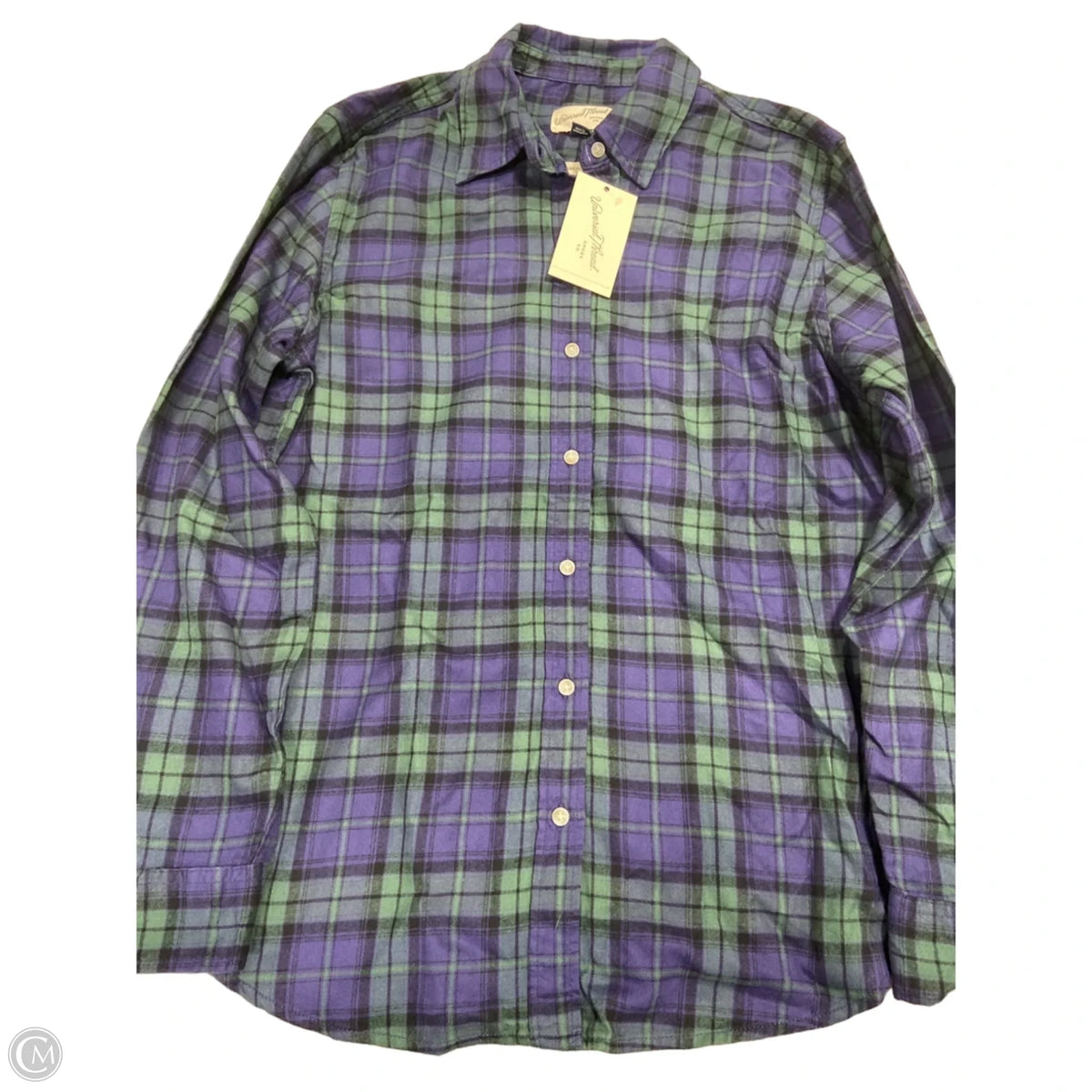 Top Long Sleeve By Universal Thread In Plaid Pattern, Size: Xs