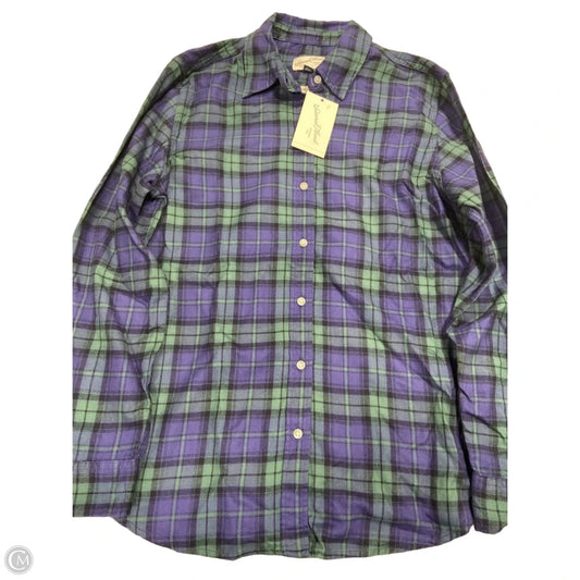 Top Long Sleeve By Universal Thread In Plaid Pattern, Size: Xs