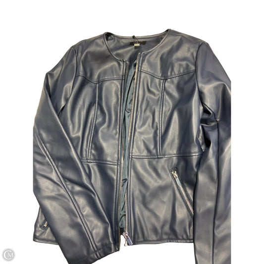 Jacket Leather By Tahari In Blue, Size: M