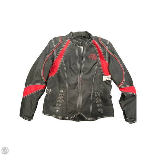 Jacket Moto By Harley Davidson In Black & Red, Size: L