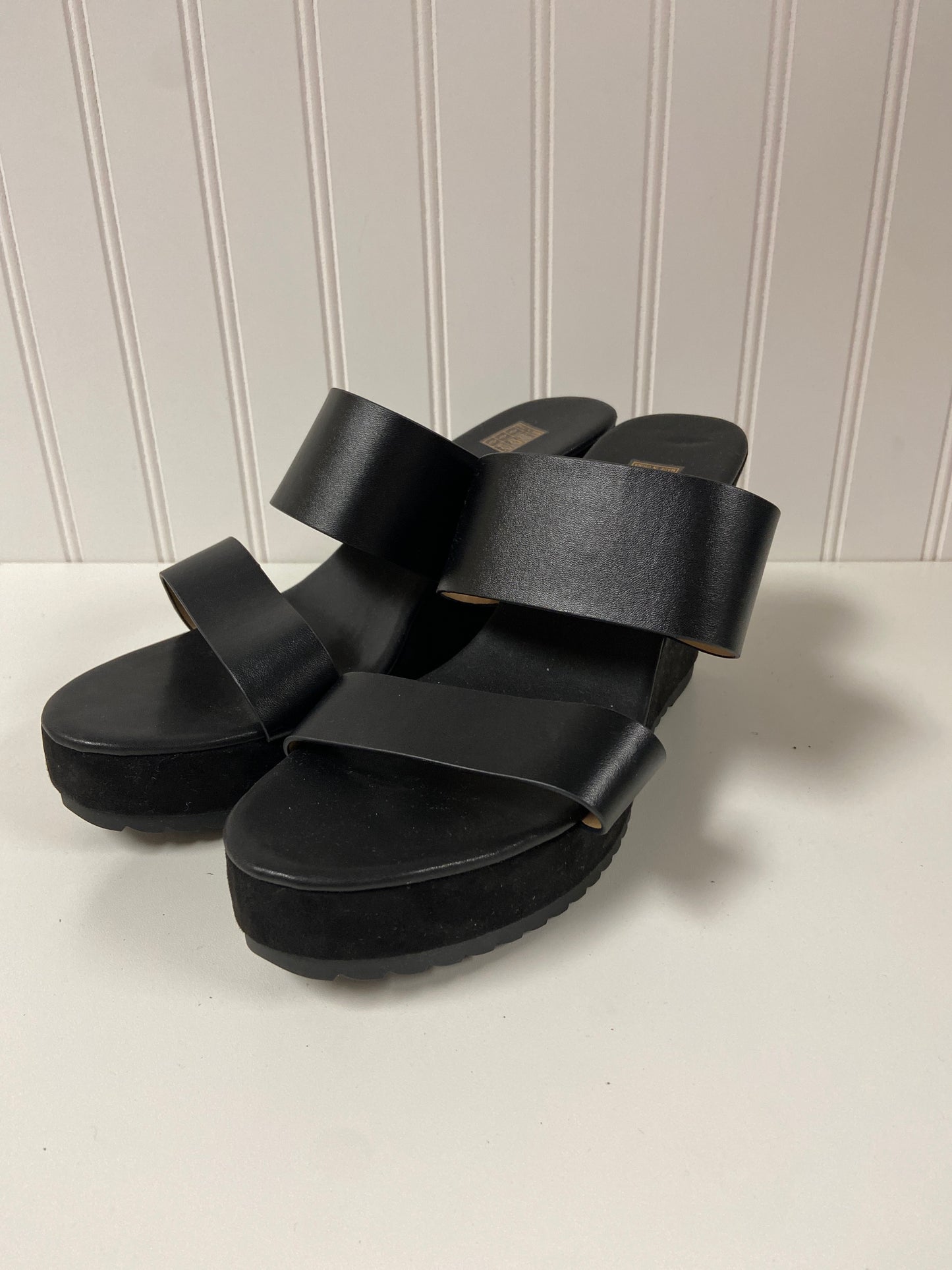 Black Sandals Heels Wedge Clothes Mentor, Size 10