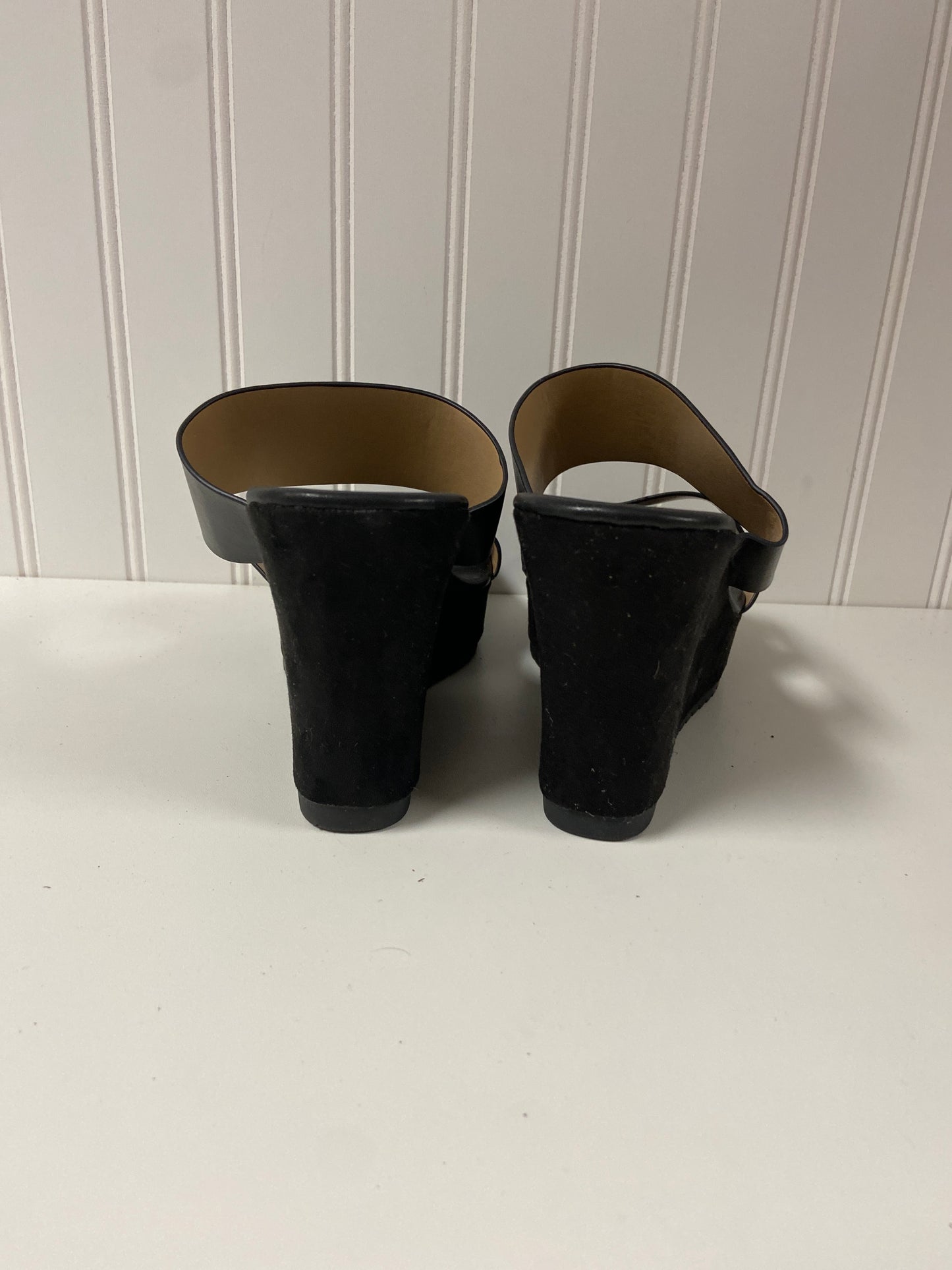 Black Sandals Heels Wedge Clothes Mentor, Size 10