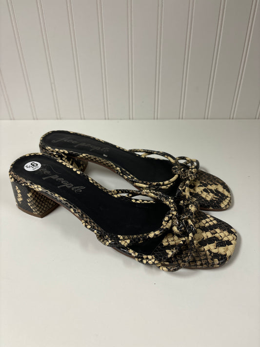 Snakeskin Print Sandals Heels Block Free People, Size 9.5