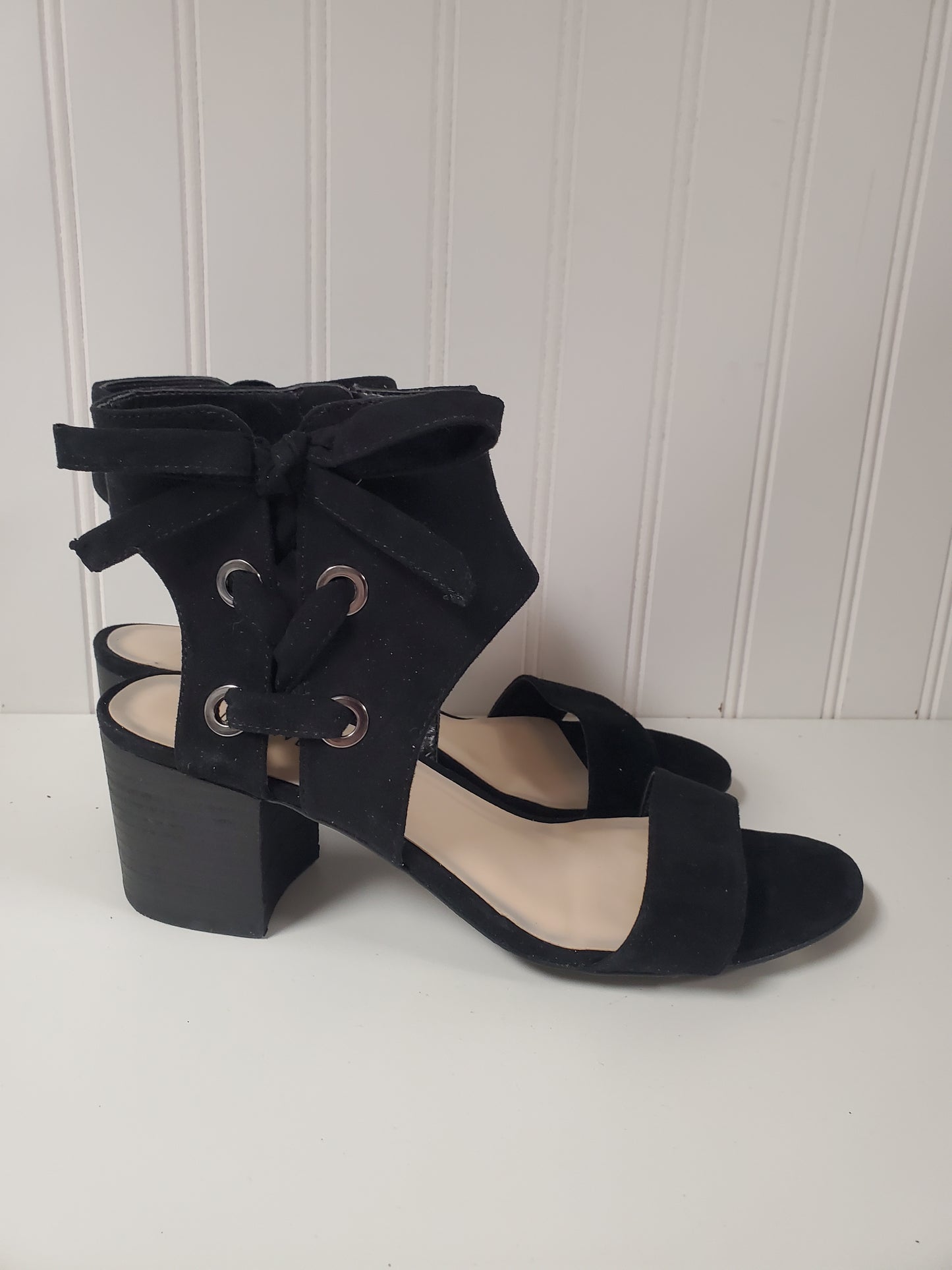 Sandals Heels Block By Nine West In Black, Size: 9