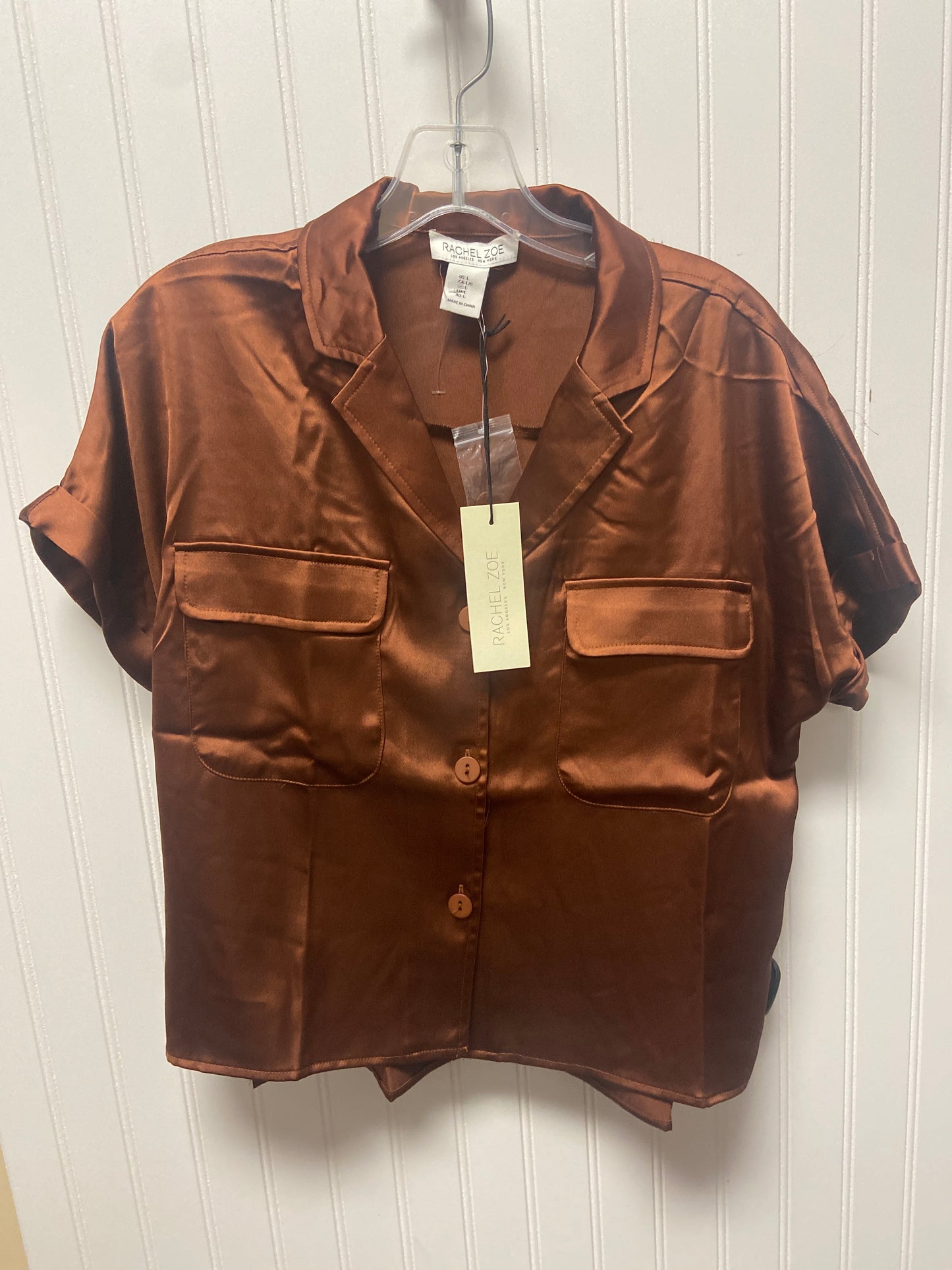 Blouse Short Sleeve By Rachel Zoe In Brown, Size: L