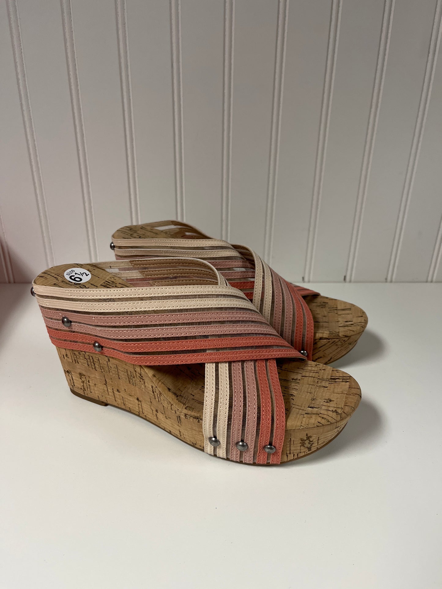 Sandals Heels Wedge By Lucky Brand In Pink, Size: 6.5