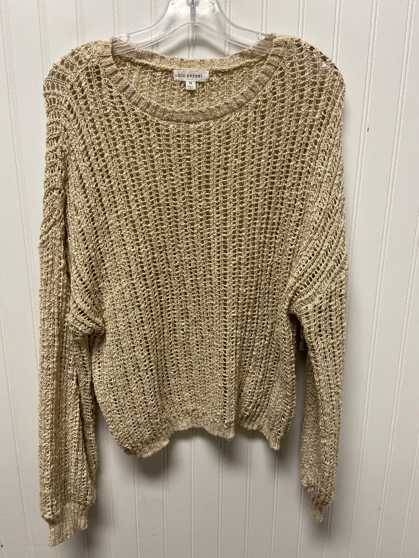 Sweater By Blu Pepper In Beige, Size: M