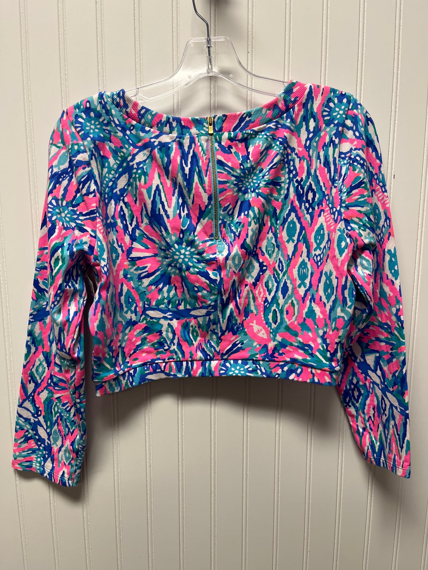 Top Long Sleeve Designer By Lilly Pulitzer In Blue & Pink, Size: L