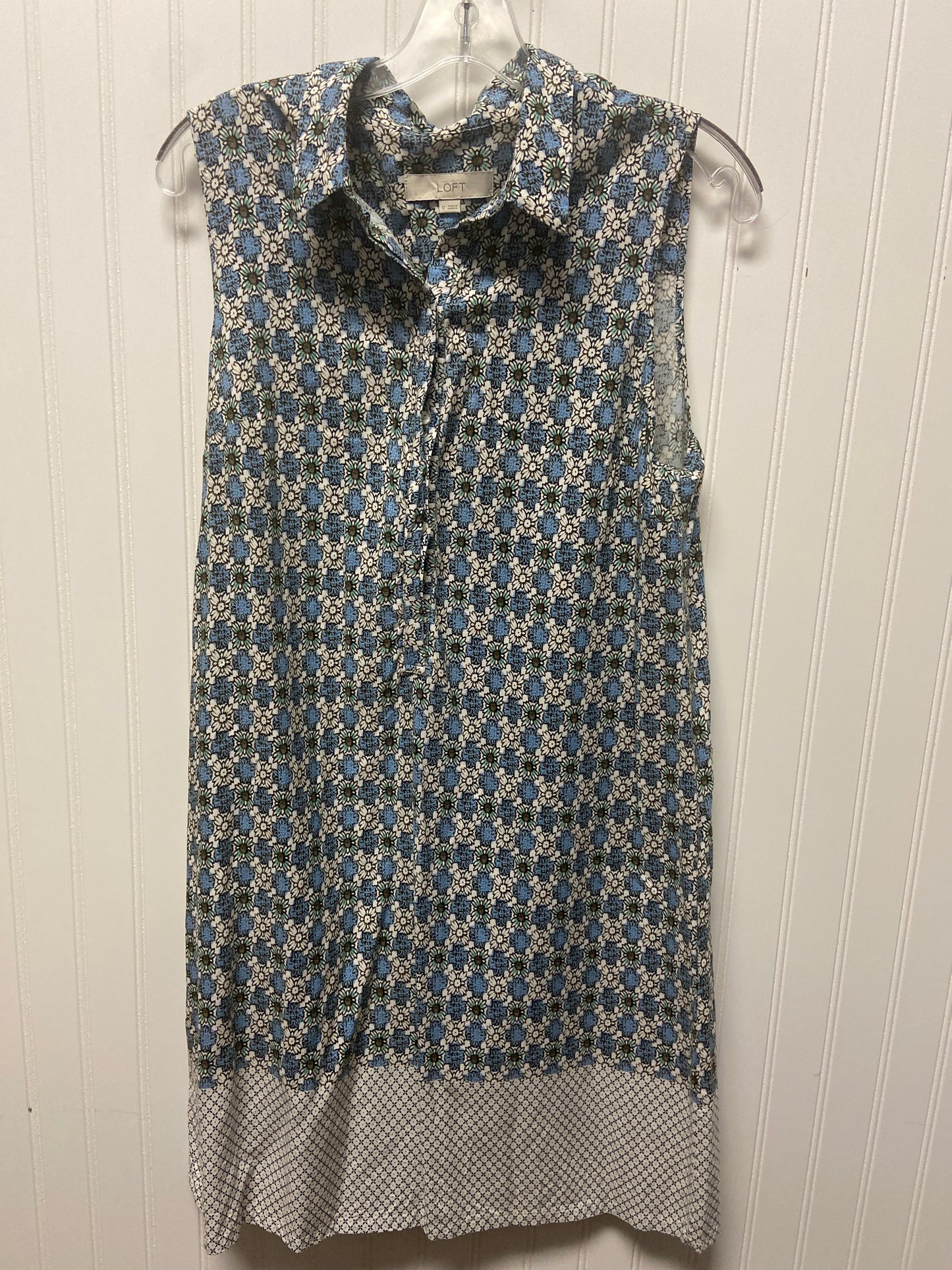 Dress Casual Midi By Loft In Blue & Green, Size: L