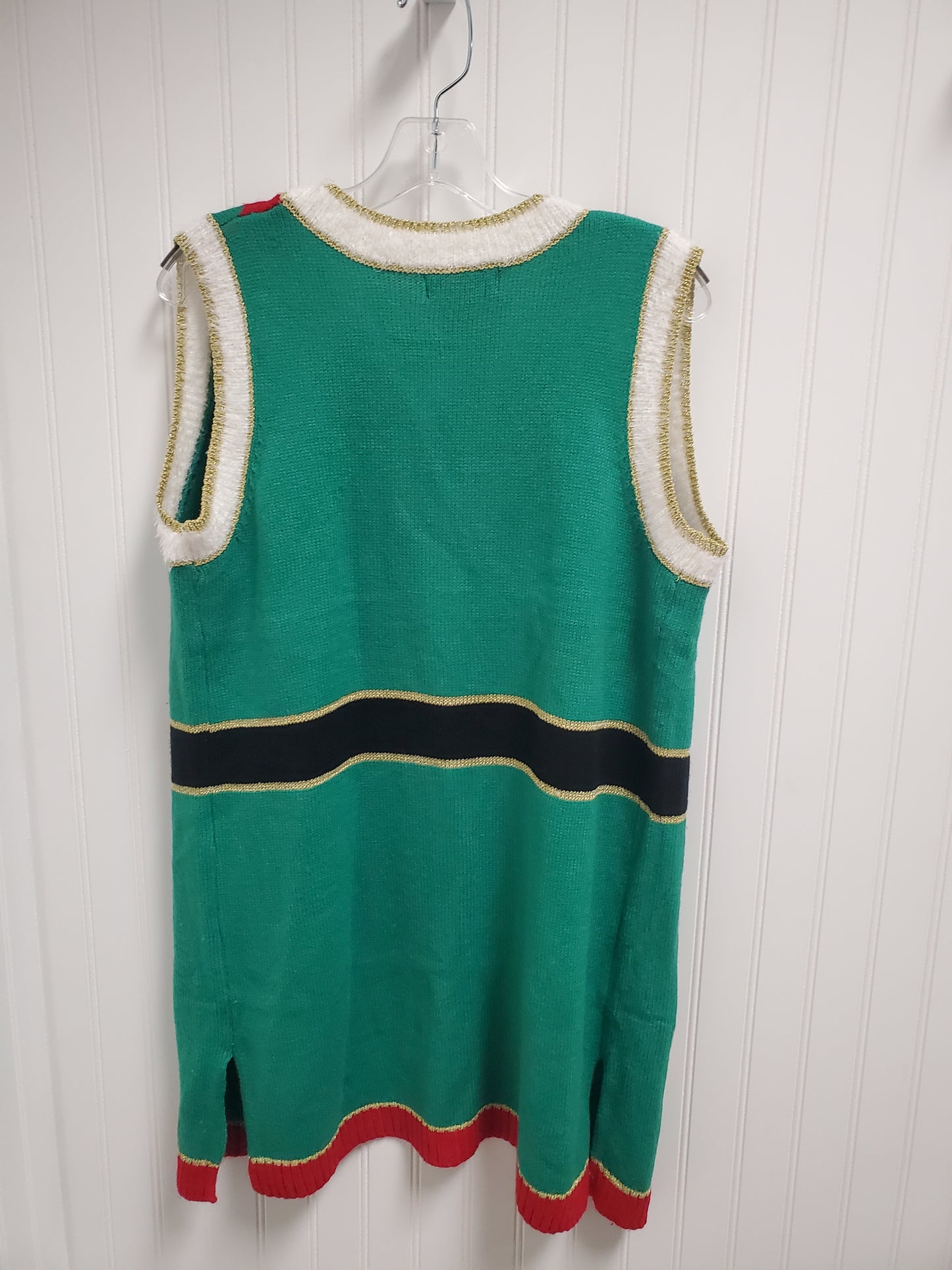 Vest Sweater By Clothes Mentor In Green & Red, Size: M