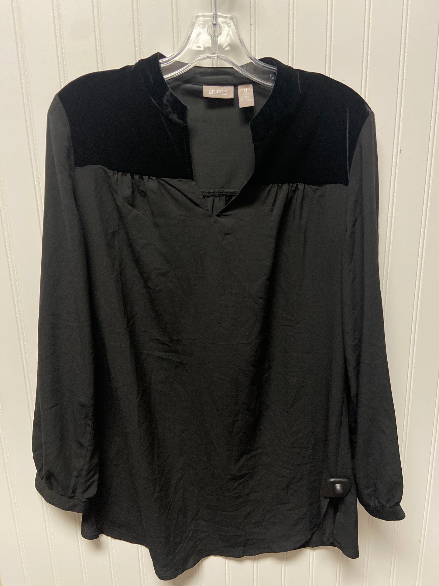 Top Long Sleeve By Chicos In Black, Size: S