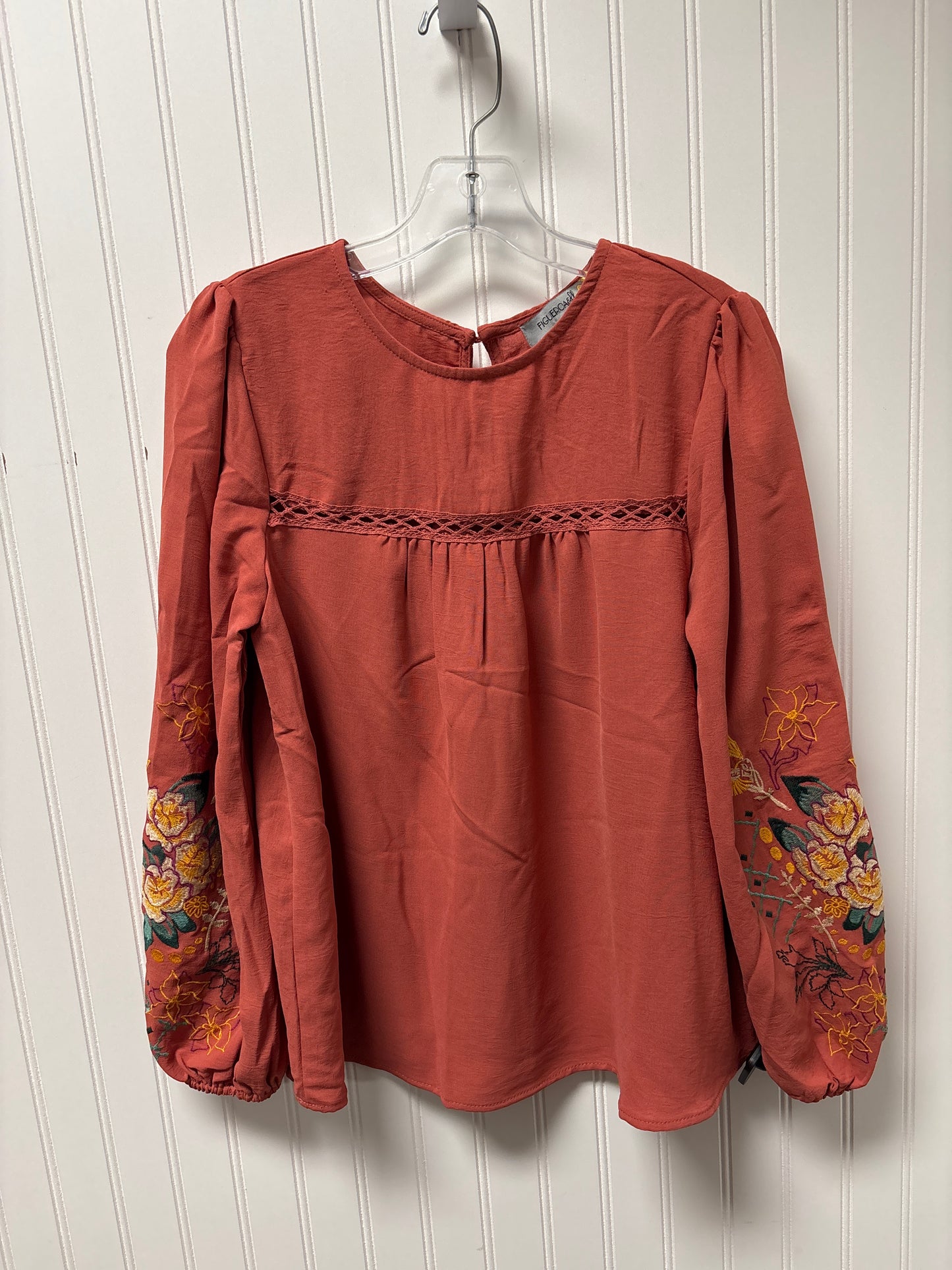 Top Long Sleeve By Figuero & Flower In Orange, Size: S